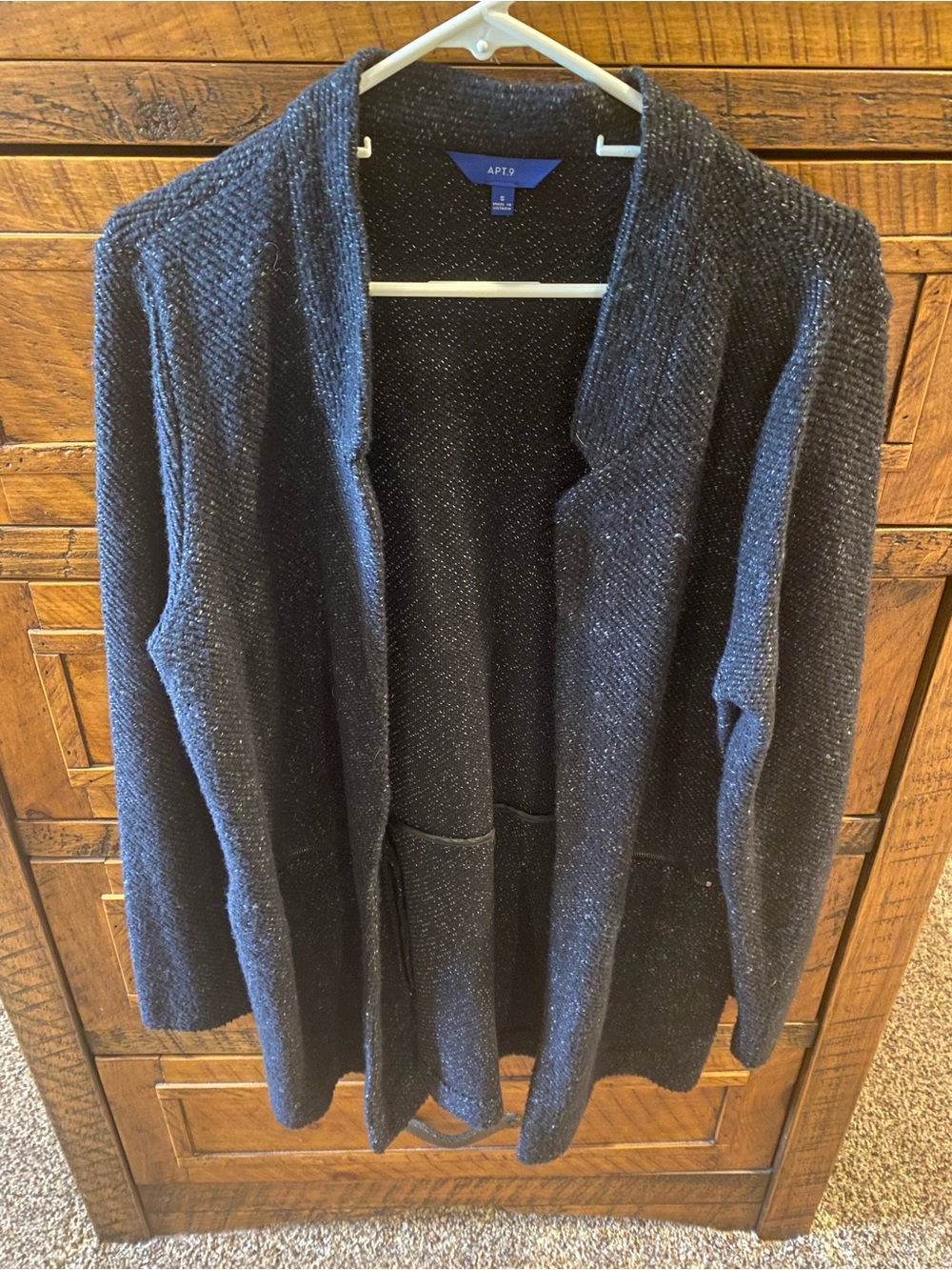 Black speckled long sweater jacket cardigan